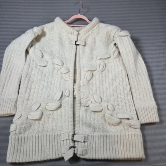 Free People Sweater Womens Medium Large White 100% Alpaca Chunky Knit Coatigan - Picture 1 of 10